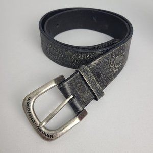 Harley Davidson Skull Grey Distressed Leather Belt Size 30